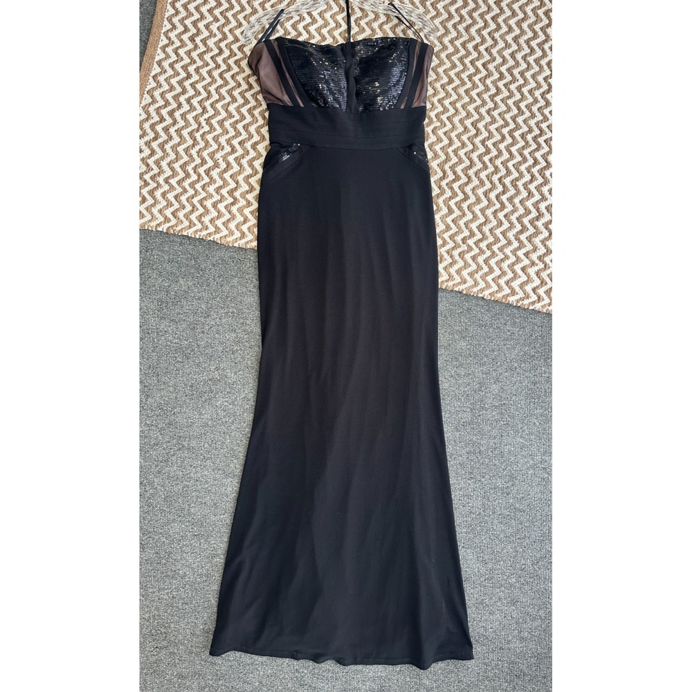 Calvin Klein Womens Gown Size 6 Black Formal Strapless Long Dress Elegant Sequin